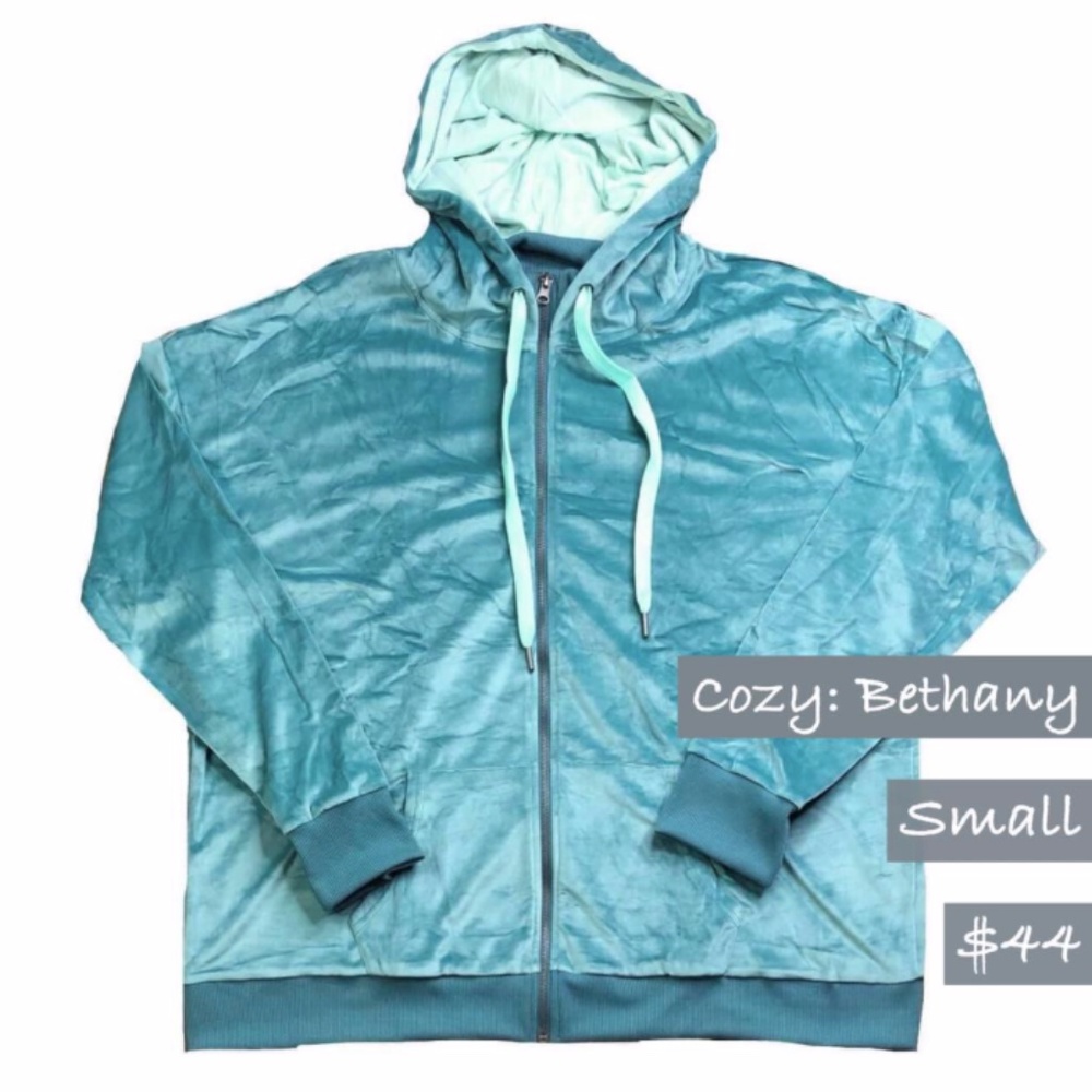 LuLaRoe Bethany Small Hoodie Velour aqua